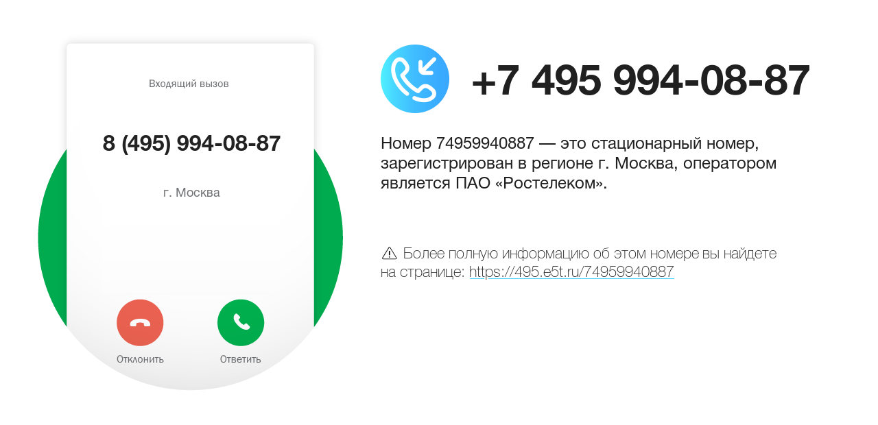 Номер телефона 8 (495) 994-08-87