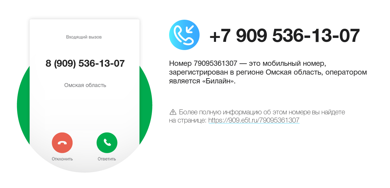 Номер телефона 8 (909) 536-13-07