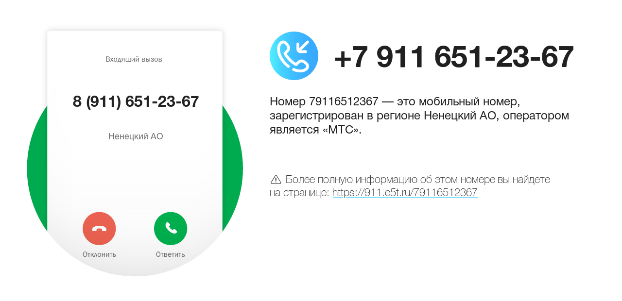 Номер телефона 8 (911) 651-23-67