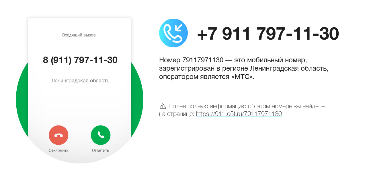 Номер телефона 8 (911) 797-11-30