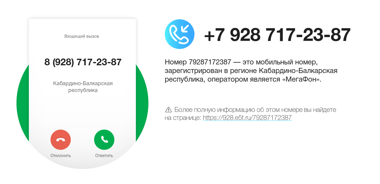 Номер телефона 8 (928) 717-23-87