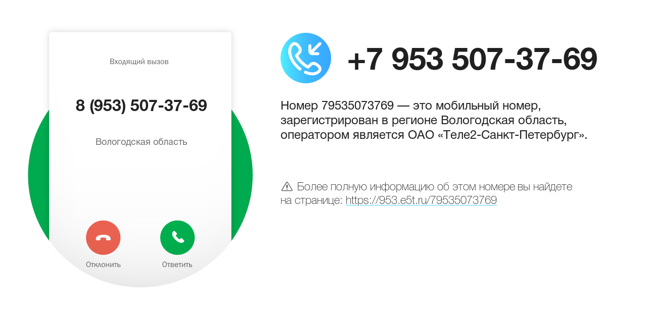 Номер телефона 8 (953) 507-37-69