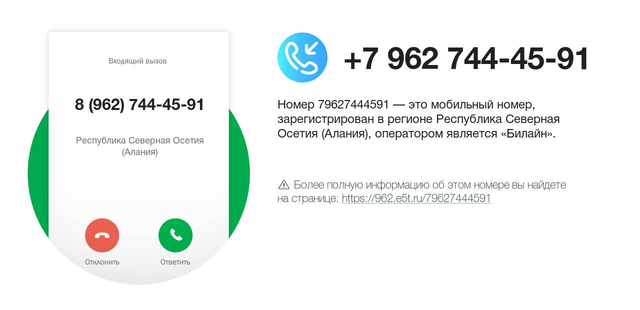 Номер телефона 8 (962) 744-45-91