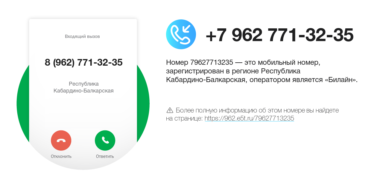 Номер телефона 8 (962) 771-32-35