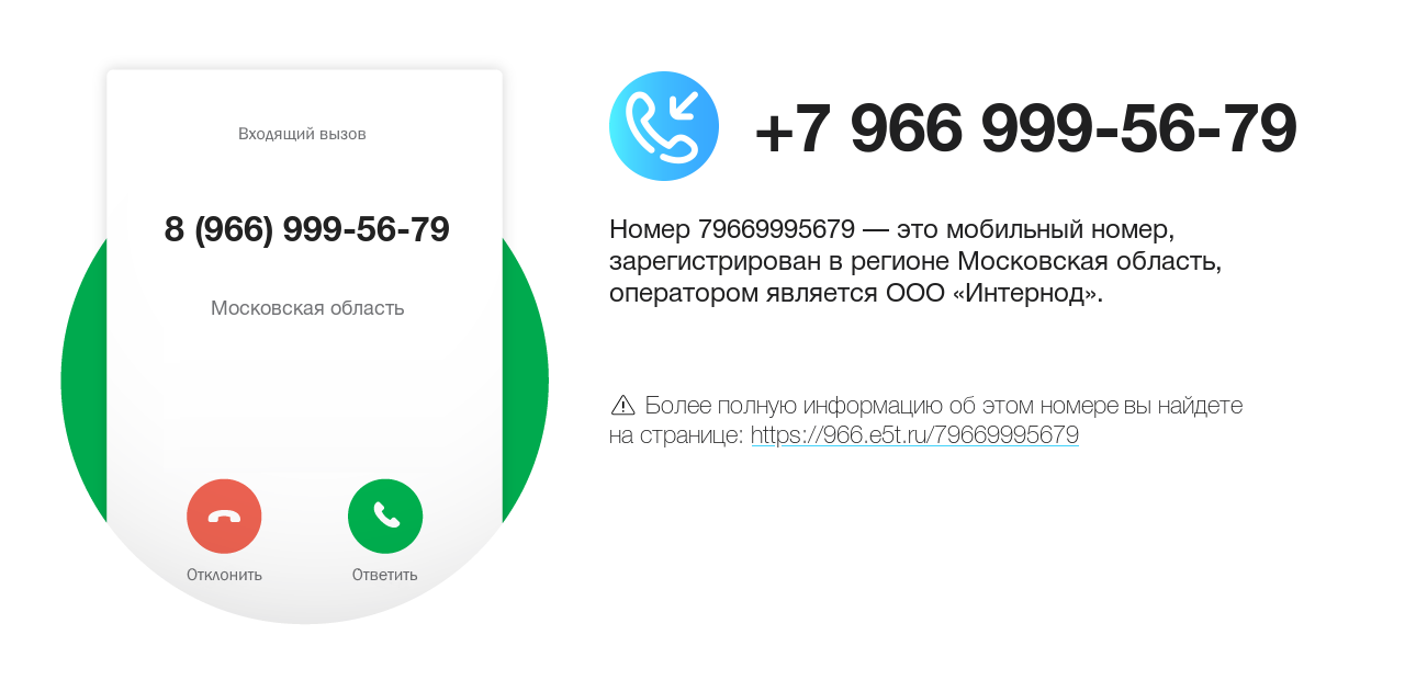 Номер телефона 8 (966) 999-56-79