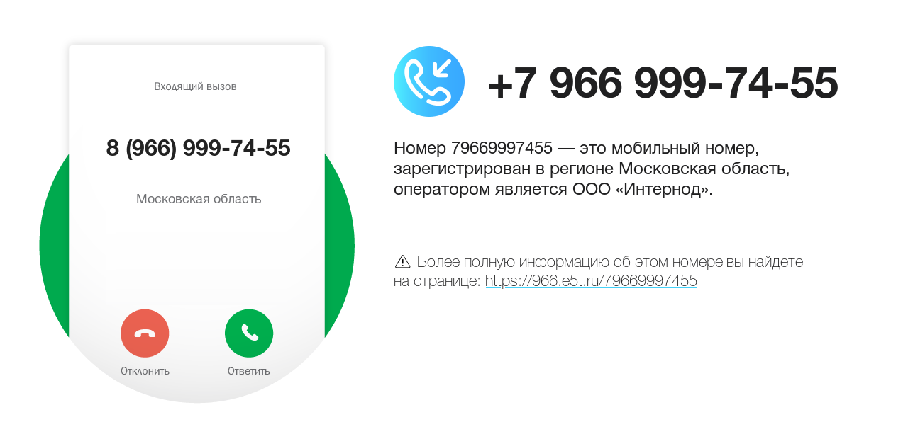 Номер телефона 8 (966) 999-74-55
