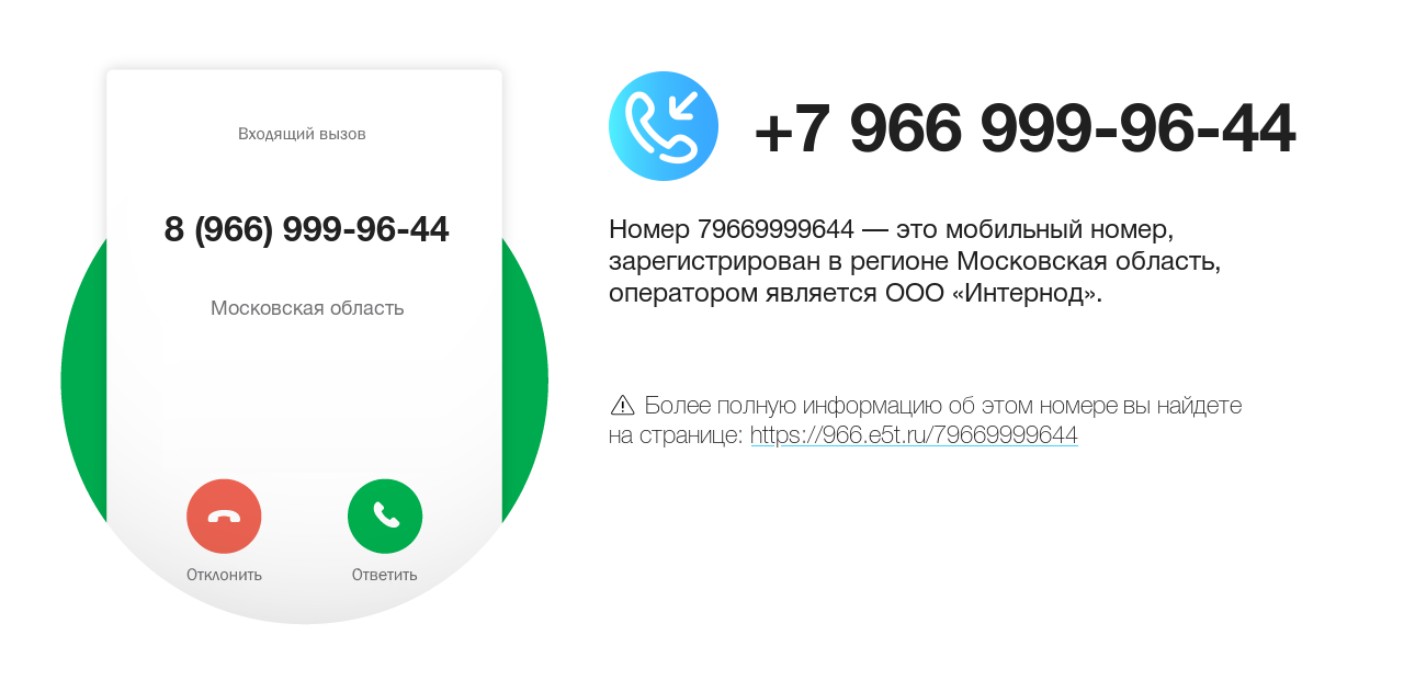 Номер телефона 8 (966) 999-96-44