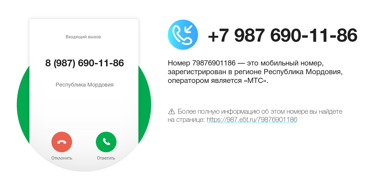 Номер телефона 8 (987) 690-11-86