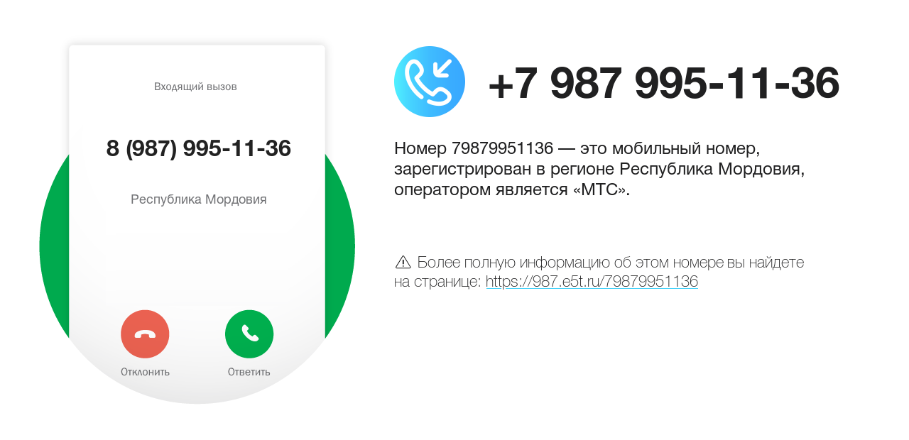 Номер телефона 8 (987) 995-11-36