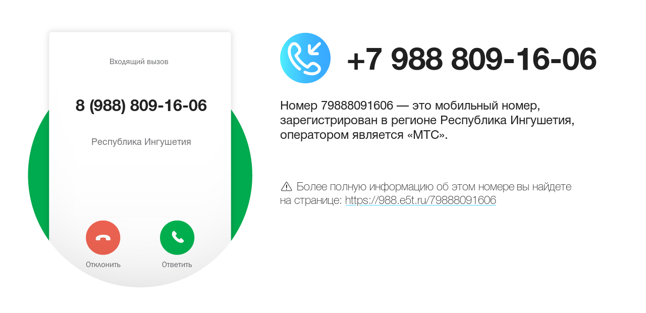 Номер телефона 8 (988) 809-16-06