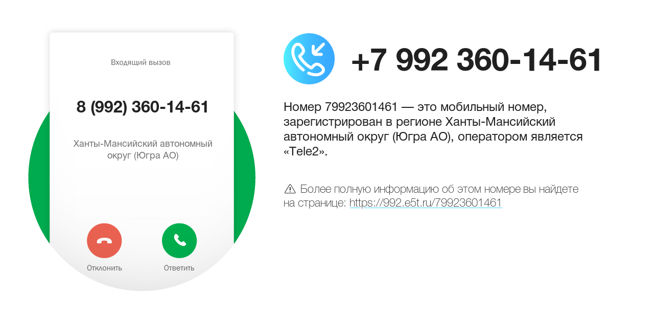 Номер телефона 8 (992) 360-14-61