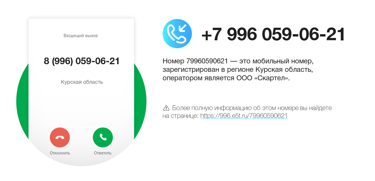 Номер телефона 8 (996) 059-06-21