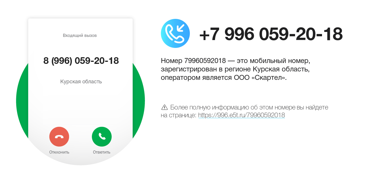 Номер телефона 8 (996) 059-20-18