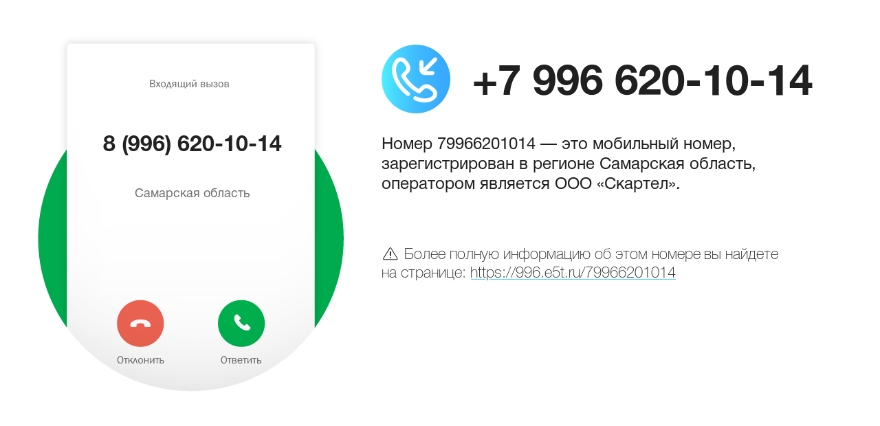 Номер телефона 8 (996) 620-10-14